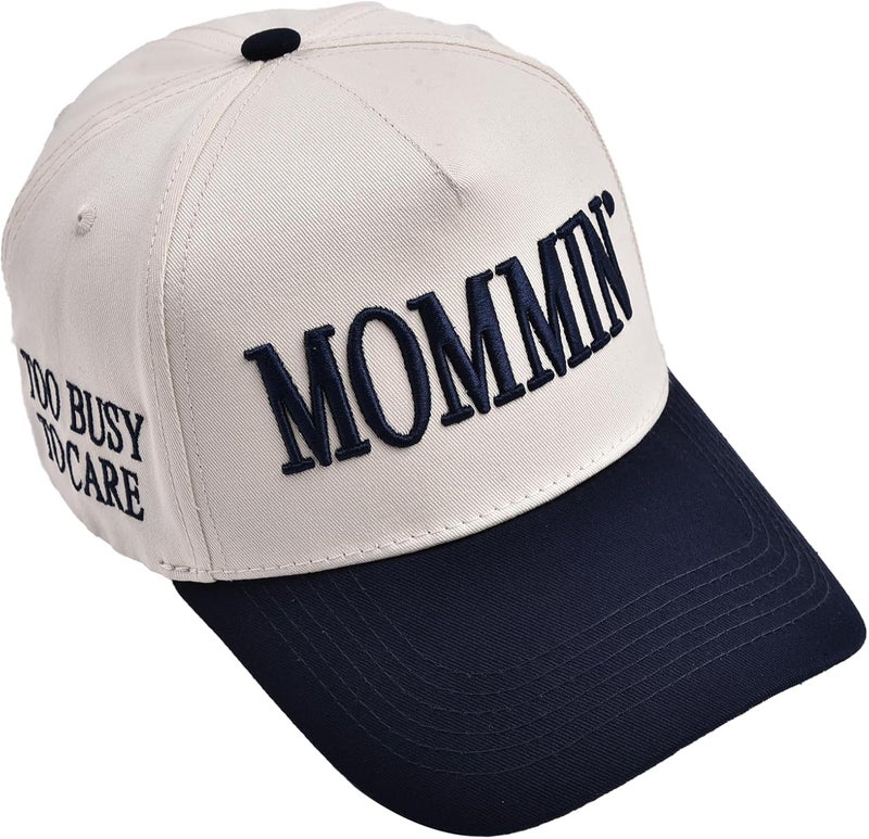 Abdkw Mommin Trucker Hat | Vintage Two-Tone Women's Baseball Cap,with Mommin Embroidery Ponytail Fit,Outdoor and Daily Use - Image 2